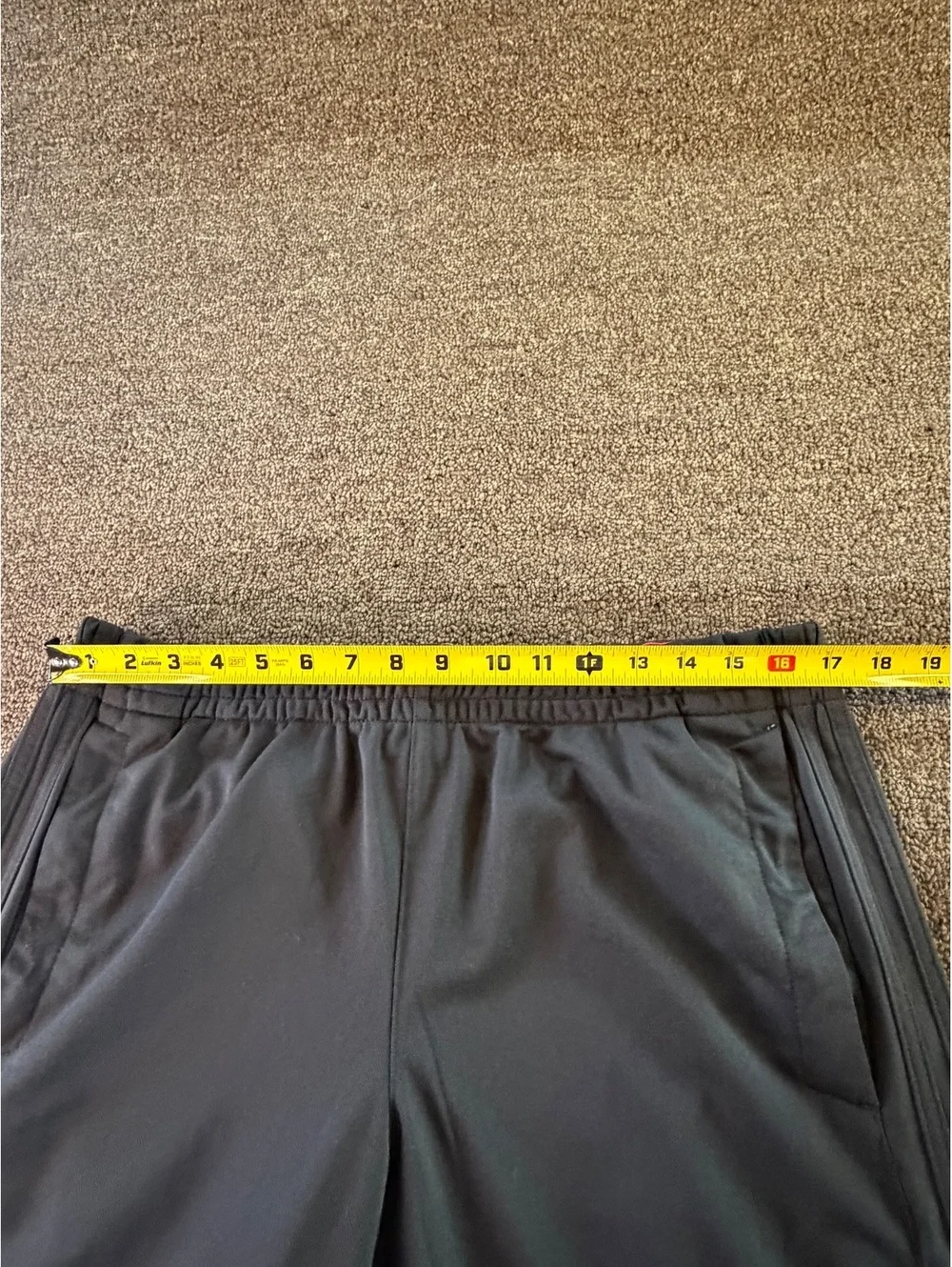 Adidas Men's Large Black 3-Stripe Track Pants Zip Pocket